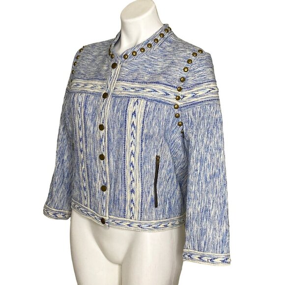 Rebecca Minkoff NWT $328 Blue Denim Studded Enabel Jacket, Women's Size 10 - Picture 8 of 13